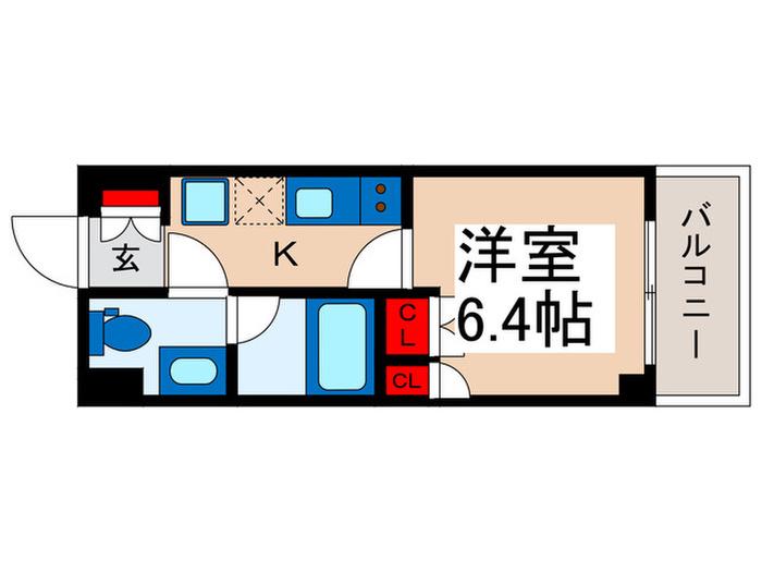 ブランシエスタ浦安(1K/6階)の間取り写真