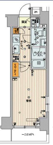 スカイコートパレス明大前(1K/4階)の間取り写真