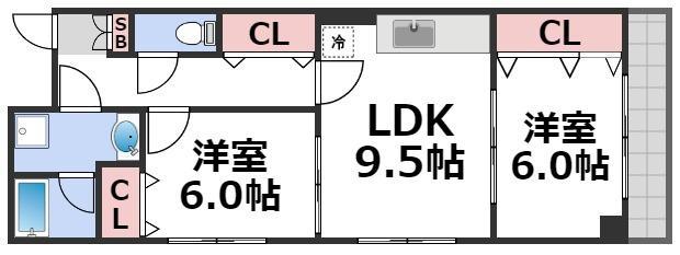 ファームフィールズ(2LDK/2階)の間取り写真