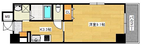 S-RESIDENCE宇品5丁目I(1K/11階)の間取り写真