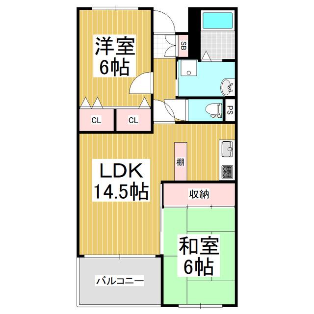 プレジール沢村(2LDK/1階)の間取り写真