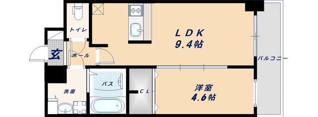 プレサンス立売堀パークシティ(1LDK/12階)の間取り写真