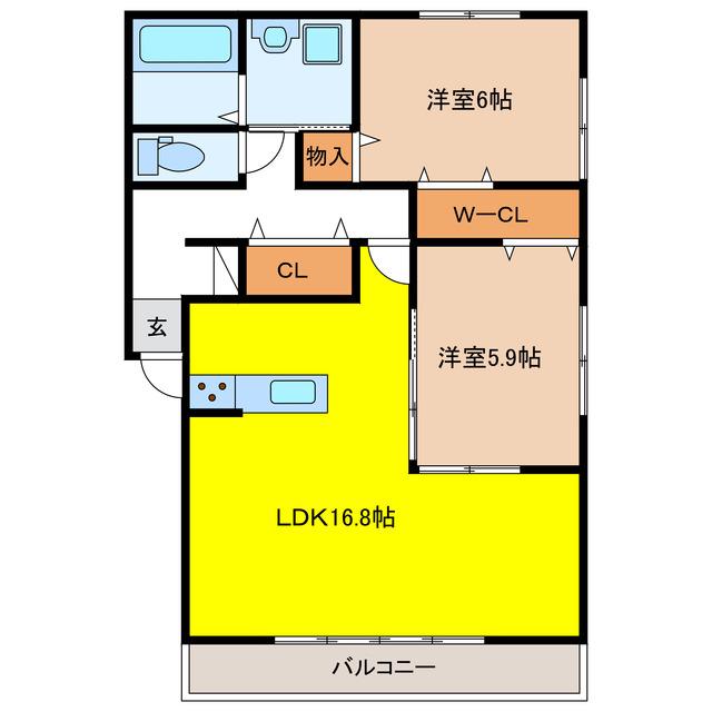 MAS2013(2LDK/2階)の間取り写真