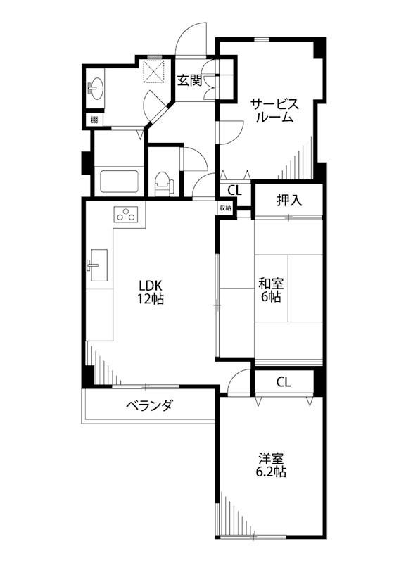 ロイヤルマンション(2SDK/1階)の間取り写真