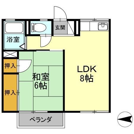 シティハイムカツマタ(1LDK/1階)の間取り写真