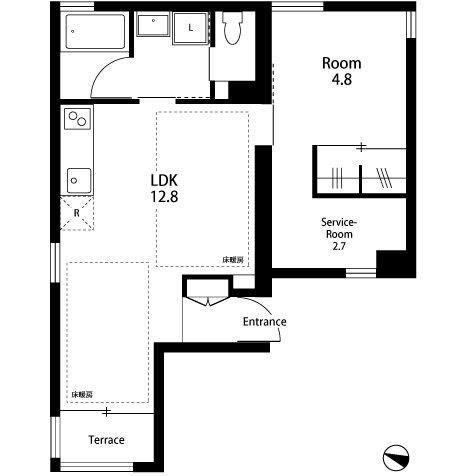 APARTMENT山王(1SLDK/1階)の間取り写真