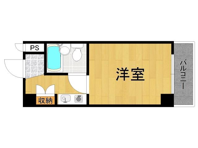 シェルプール弐番館(ワンルーム/1階)の間取り写真
