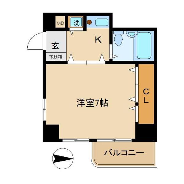 ロングライフIII(1K/2階)の間取り写真