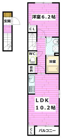 ウナボニータ(1LDK/2階)の間取り写真