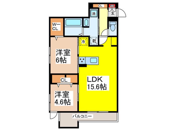 D-ROOM東本町(2LDK/1階)の間取り写真