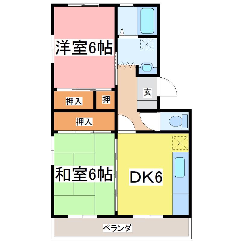 ドムスケントク(2DK/2階)の間取り写真