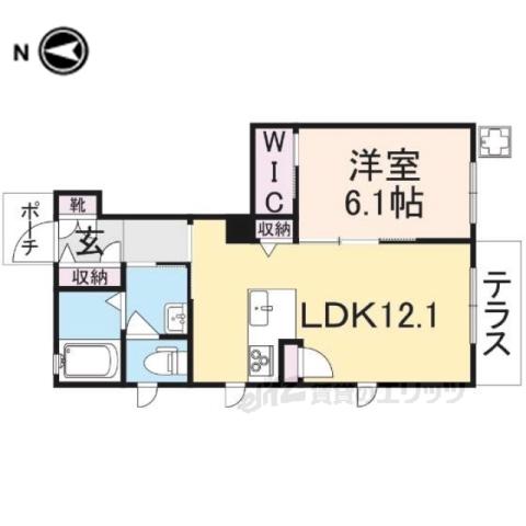 ルミエール・ヴェールB(1LDK/1階)の間取り写真