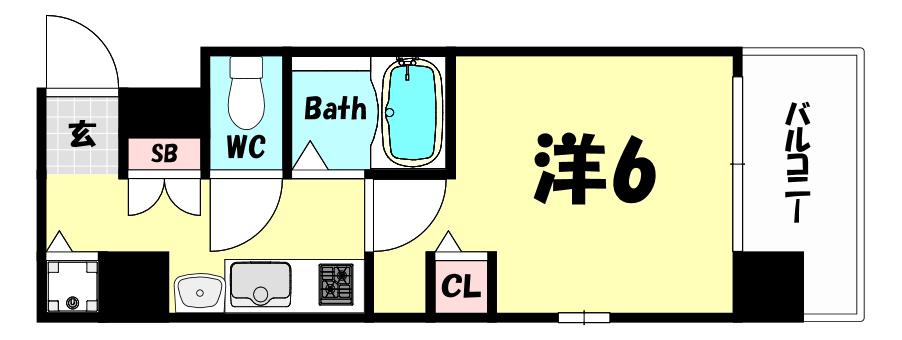 PRESSANCE三宮東アルバーナ(1K/10階)の間取り写真
