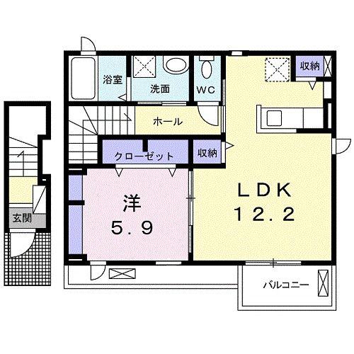 リブラH(1LDK/2階)の間取り写真