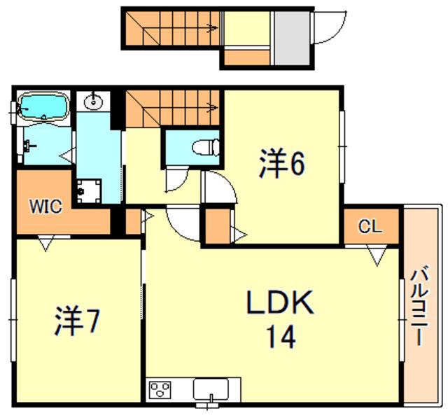 コントレイル有瀬(2LDK/2階)の間取り写真