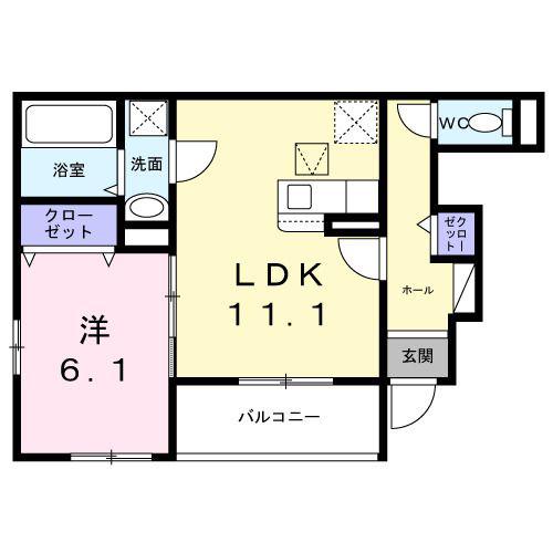 沢良宜東町アパート(1LDK/1階)の間取り写真