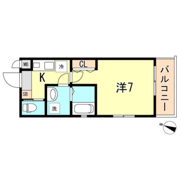 ワコーレヴィータ神戸下沢通PLUS(1K/1階)の間取り写真
