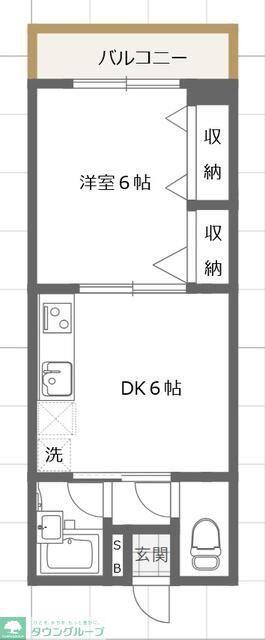 チェリーヒルズ(1DK/2階)の間取り写真