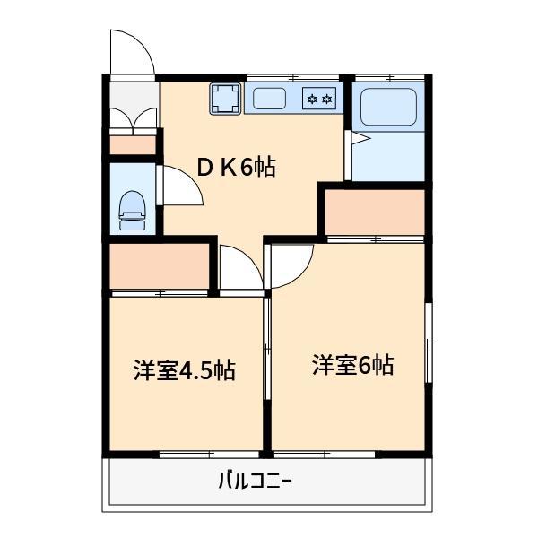 鈴蘭コーポ(2DK/2階)の間取り写真