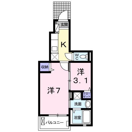 サニーヒルズ・KII(2K/1階)の間取り写真