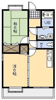 ニューホープ花山手 I(2DK/2階)の間取り写真