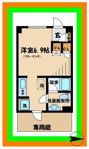 ステージグランデ府中東(1K/1階)の間取り写真