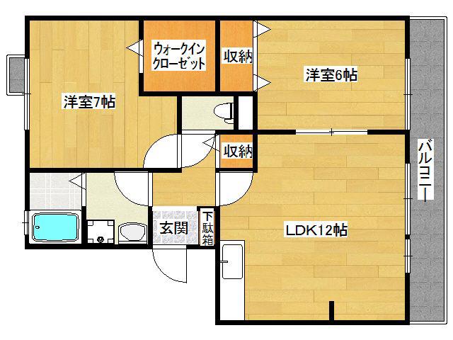 グレイス荒木A棟(2LDK/2階)の間取り写真