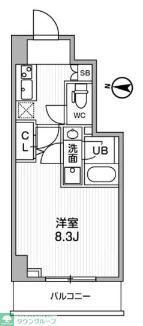 ALTERNA亀戸II(1K/4階)の間取り写真