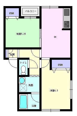 ベルビュールとまきB棟(2DK/2階)の間取り写真