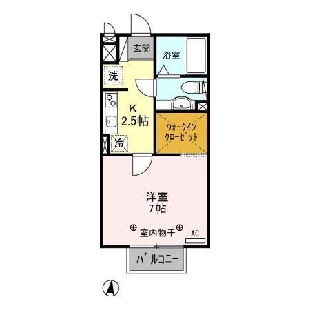 パルハイム2003C(1K/2階)の間取り写真