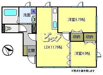 イーストステージ(2LDK/1階)の間取り写真