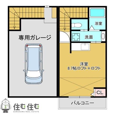 トライセル(ワンルーム/1階)の間取り写真