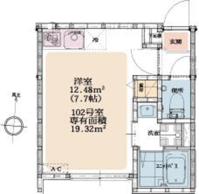 VILLABRISE常盤(ワンルーム/1階)の間取り写真