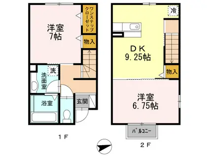 ディアノイア A(2DK/1階)の間取り写真