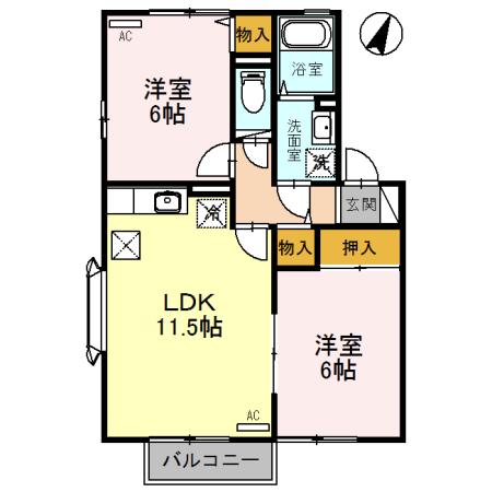 グリーンコート(2LDK/1階)の間取り写真