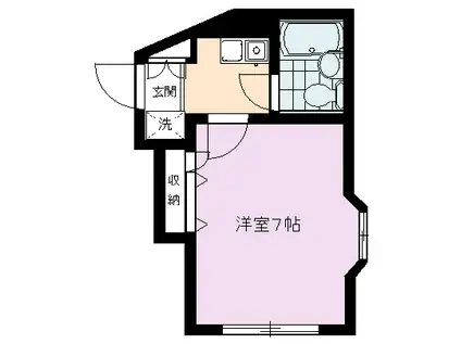 サニーサイド枡形(1K/2階)の間取り写真