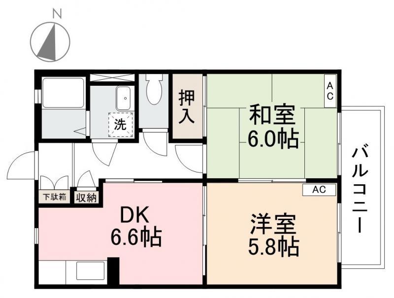 バリュージュ泉保(2DK/1階)の間取り写真
