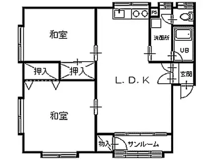 レッドハイムA(2LDK/2階)の間取り写真
