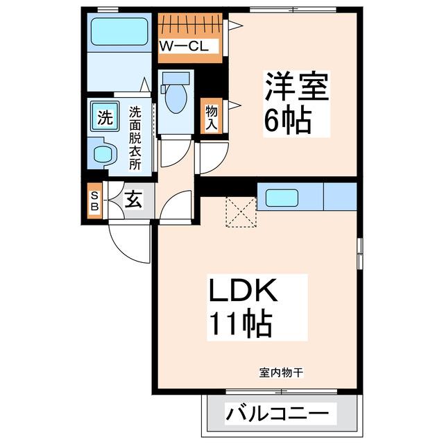 グッドラック高平(1LDK/2階)の間取り写真