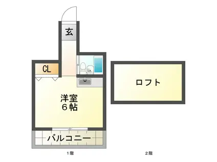 ソレイユ西山(ワンルーム/2階)の間取り写真