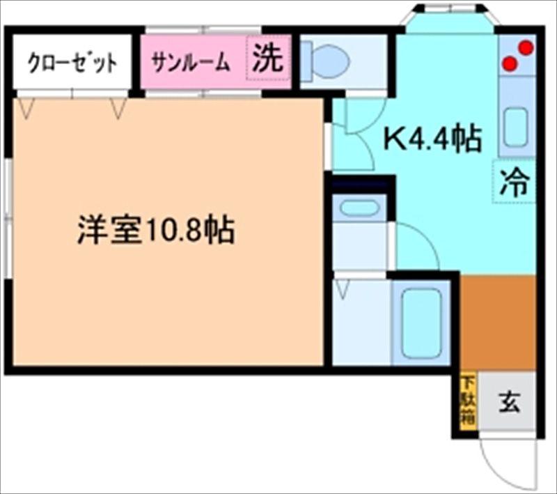 ファイン西金沢III(1K/1階)の間取り写真