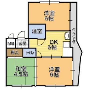 コスモス21(3LDK/4階)の間取り写真