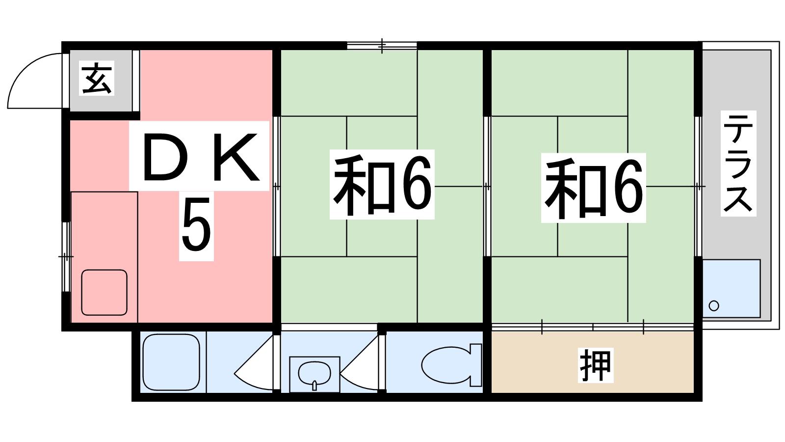 下手野NSハイツ(2DK/2階)の間取り写真