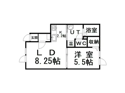 N.J中園(1LDK/3階)の間取り写真
