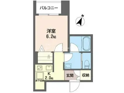 千葉市中央区新宿2丁目シャーメゾン(1K/1階)の間取り写真