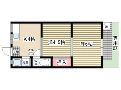 山本ハイツ(2K/1階)の間取り写真