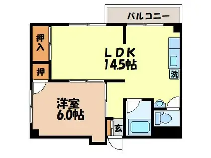 戸田ビル(1LDK/4階)の間取り写真