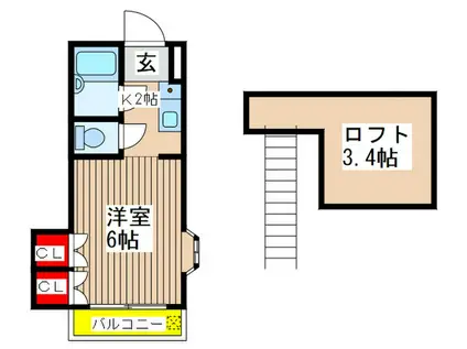 BAU志木(1K/2階)の間取り写真