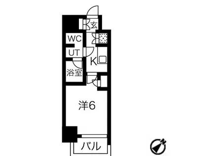 スパシエ川崎エセンザ(1K/6階)の間取り写真