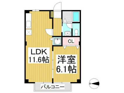 PARK COURT稲田(1LDK/2階)の間取り写真